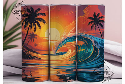 Tropical Sunset Beach 20oz Tumbler Wrap Sublimation sassyprint 
