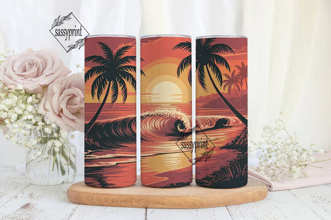 Tropical Sunset Beach 20oz Tumbler Wrap Sublimation sassyprint 