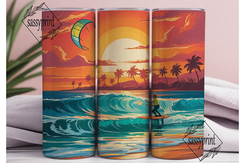 Tropical Sunset Beach 20oz Tumbler Wrap Sublimation sassyprint 