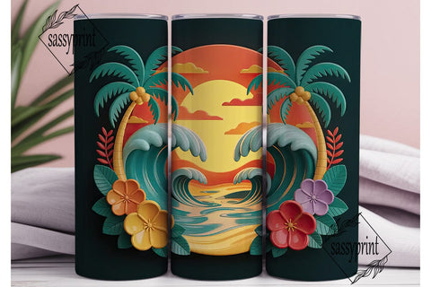 Tropical Sunset Beach 20oz Tumbler Wrap Sublimation sassyprint 