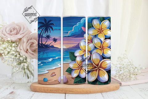 Tropical Sunset Beach 20oz Tumbler Wrap Sublimation sassyprint 