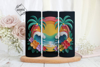 Tropical Sunset Beach 20oz Tumbler Wrap Sublimation sassyprint 