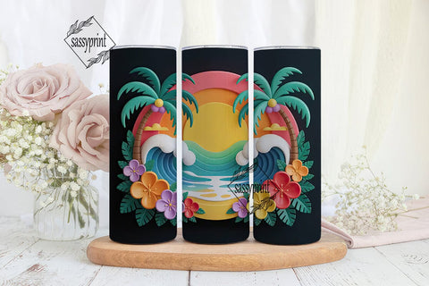 Tropical Sunset Beach 20oz Tumbler Wrap Sublimation sassyprint 
