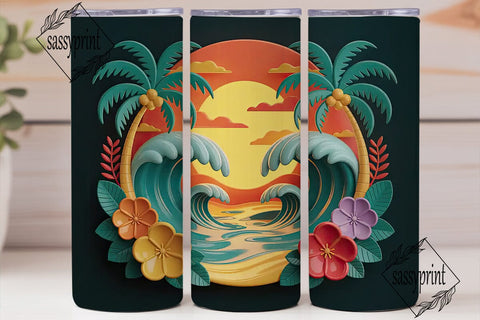 Tropical Sunset Beach 20oz Tumbler Wrap Sublimation sassyprint 