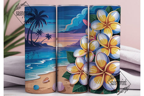 Tropical Sunset Beach 20oz Tumbler Wrap Sublimation sassyprint 