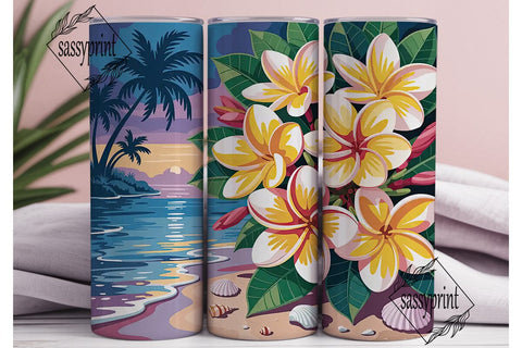 Tropical Sunset Beach 20oz Tumbler Wrap Sublimation sassyprint 