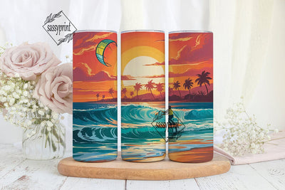 Tropical Sunset Beach 20oz Tumbler Wrap Sublimation sassyprint 