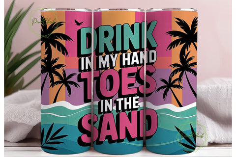 Tropical Sunset Beach Skinny Tumbler Sublimation PixelChick 