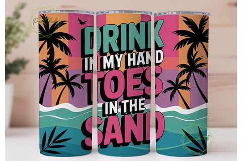 Tropical Sunset Beach Skinny Tumbler Sublimation PixelChick 