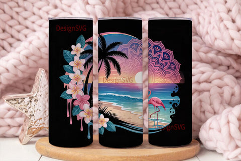 Tropical Sunset Flamingo 20oz Tumbler Sublimation DesignSVG 