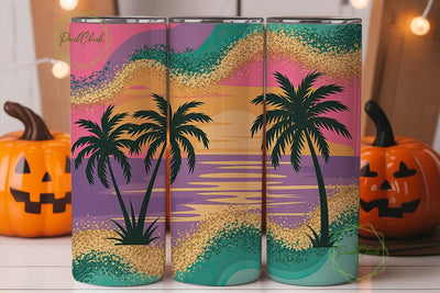 Tropical Sunset Glitter 20oz Tumbler Sublimation PixelChick 