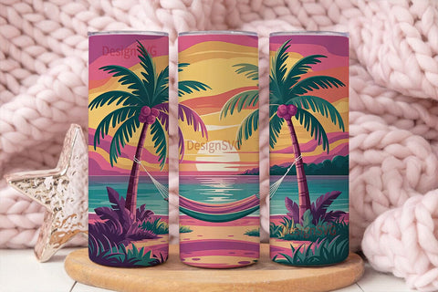 Tropical Sunset Hammock 20oz Tumbler Sublimation DesignSVG 