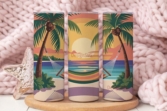 Tropical Sunset Hammock 20oz Tumbler Sublimation DesignSVG 