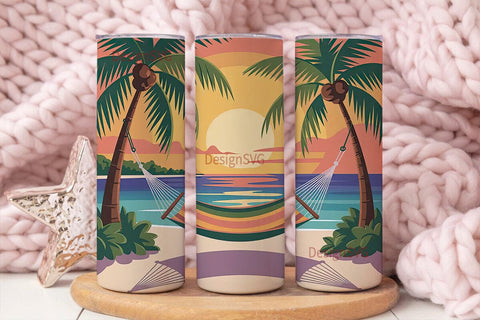 Tropical Sunset Hammock 20oz Tumbler Sublimation DesignSVG 