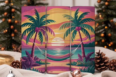 Tropical Sunset Hammock 20oz Tumbler Sublimation DesignSVG 