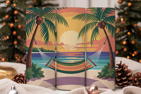 Tropical Sunset Hammock 20oz Tumbler Sublimation DesignSVG 