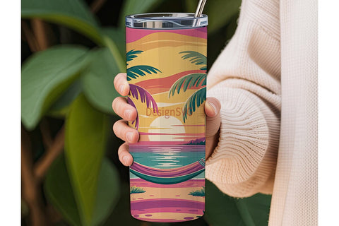 Tropical Sunset Hammock 20oz Tumbler Sublimation DesignSVG 