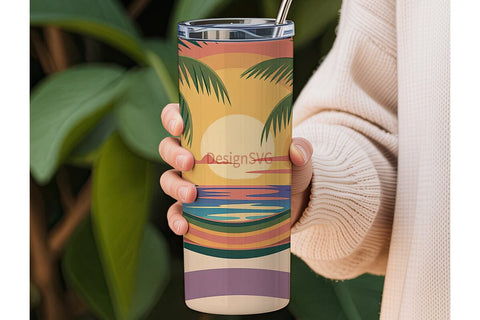 Tropical Sunset Hammock 20oz Tumbler Sublimation DesignSVG 