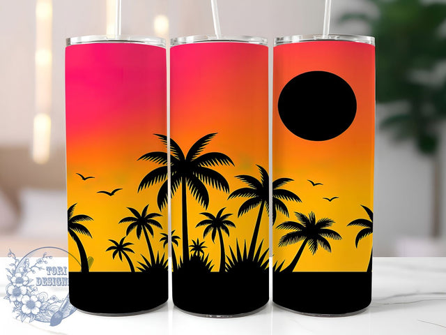 Tropical Sunset Palm 20oz Tumbler Wrap, Palm Tree Design, 20oz Sublimation Wrap, Tropical Sunset Cup, Beach Vibes Tumbler, Island Drinkware, Summer Vacation Tumbler Sublimation ToriDesigns 