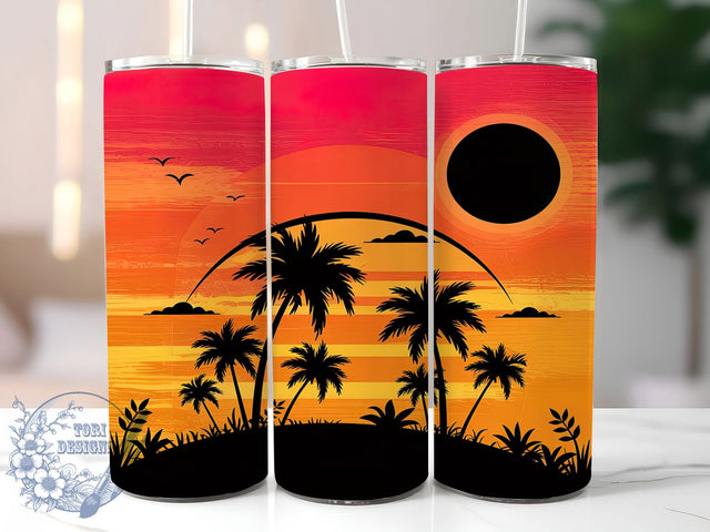 Tropical Sunset Palm 20oz Tumbler Wrap, Palm Tree Design, 20oz Sublimation Wrap, Tropical Sunset Cup, Beach Vibes Tumbler, Island Drinkware, Summer Vacation Tumbler Sublimation ToriDesigns 