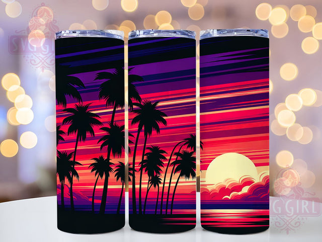 Tropical Sunset Palm Tree Tumbler Wrap, Palm Tree Sunset, 20oz Tumbler Wrap, Sublimation Design, Sunset Tumbler, Tropical Tumbler, Beach Tumbler Sublimation SvggirlplusArt 