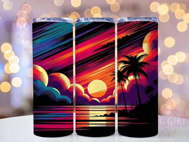 Tropical Sunset Palm Tree Tumbler Wrap, Palm Tree Sunset, 20oz Tumbler Wrap, Sublimation Design, Sunset Tumbler, Tropical Tumbler, Beach Tumbler Sublimation SvggirlplusArt 