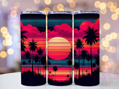 Tropical Sunset Palm Tree Tumbler Wrap, Palm Tree Sunset, 20oz Tumbler Wrap, Sublimation Design, Sunset Tumbler, Tropical Tumbler, Beach Tumbler Sublimation SvggirlplusArt 