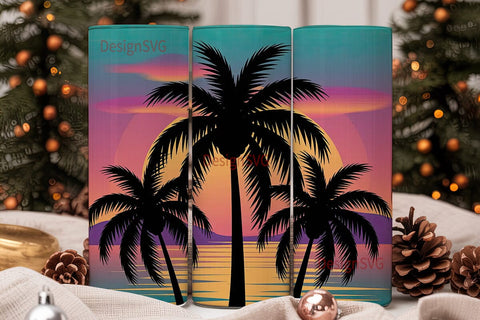 Tropical Sunset Palm Trees 20oz Tumbler Sublimation DesignSVG 