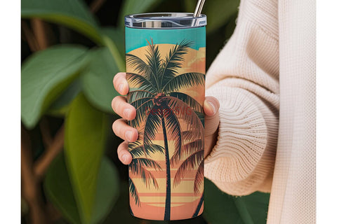 Tropical Sunset Palm Trees 20oz Tumbler Sublimation DesignSVG 