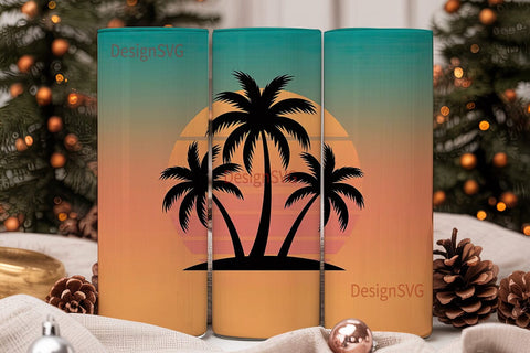 Tropical Sunset Palm Trees 20oz Tumbler Sublimation DesignSVG 