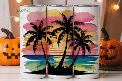 Tropical Sunset Palm Trees 20oz Tumbler Sublimation PixelChick 
