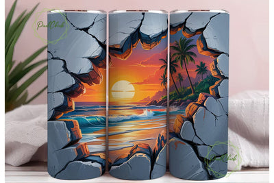 Tropical Sunset Ripped Wall 20oz Tumbler Sublimation PixelChick 