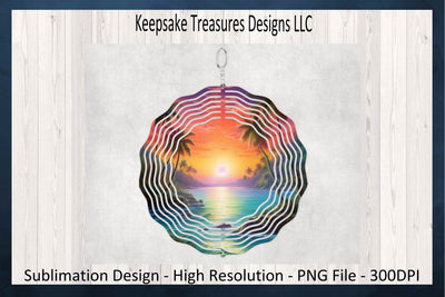 Tropical Sunset Summer Wind Spinner Sublimation PNG Printable, Digital Download Sublimation Keepsake Treasures Designs LLC. 