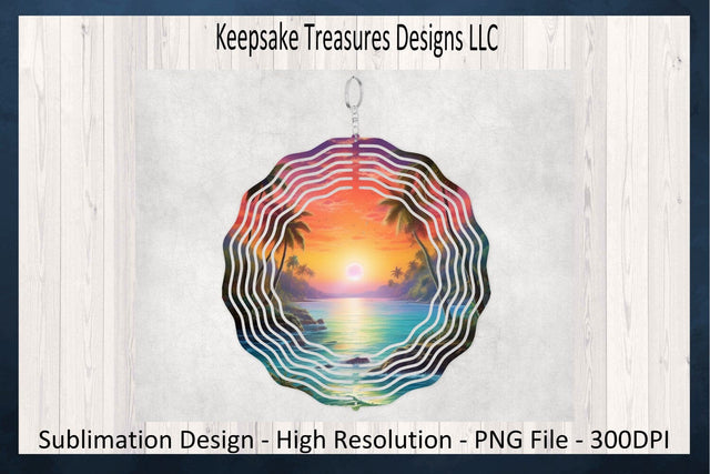 Tropical Sunset Summer Wind Spinner Sublimation PNG Printable, Digital Download Sublimation Keepsake Treasures Designs LLC. 