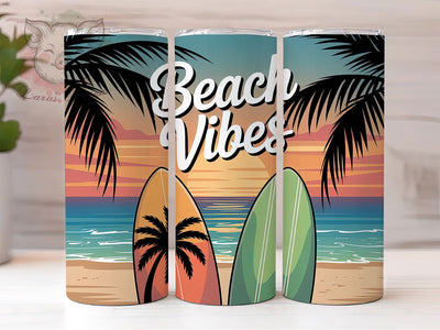 Tropical Sunset Surf 20oz Tumbler, Sunset Surfboard Wrap, Coastal Sublimation PNG, 20oz Skinny Tumbler, Summer Beach Design, Tropical Sunset Art, Surfer Girl Tumbler, Ocean Waves Graphic Sublimation Lara' s Designs 