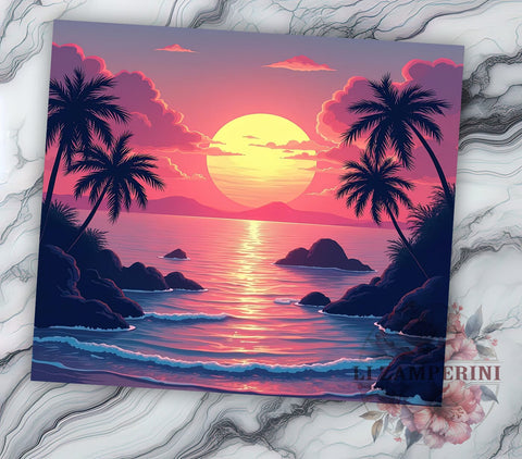 Tropical Sunset Tumbler Wrap, Tropical Tumbler, Sunset Design, 20oz Wrap, Sublimation Design, Beach Drinkware, Summer Cup, Vacation Decor Sublimation Li Zamperini 
