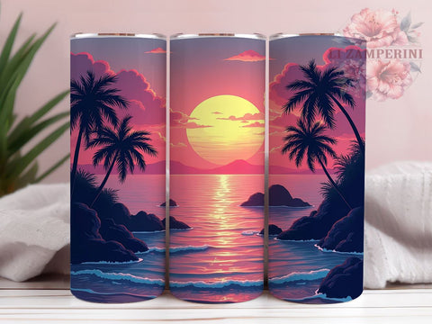 Tropical Sunset Tumbler Wrap, Tropical Tumbler, Sunset Design, 20oz Wrap, Sublimation Design, Beach Drinkware, Summer Cup, Vacation Decor Sublimation Li Zamperini 