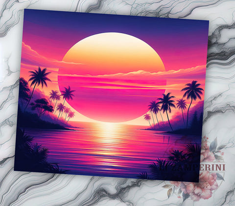Tropical Sunset Tumbler Wrap, Tropical Tumbler, Sunset Design, 20oz Wrap, Sublimation Design, Beach Drinkware, Summer Cup, Vacation Decor Sublimation Li Zamperini 