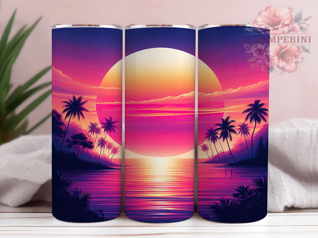 Tropical Sunset Tumbler Wrap, Tropical Tumbler, Sunset Design, 20oz Wrap, Sublimation Design, Beach Drinkware, Summer Cup, Vacation Decor Sublimation Li Zamperini 