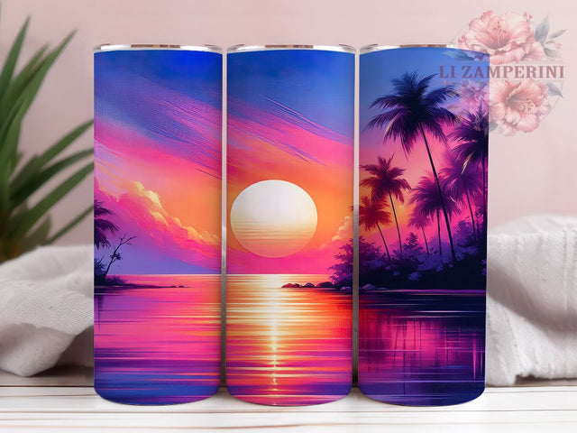 Tropical Sunset Tumbler Wrap, Tropical Tumbler, Sunset Design, 20oz Wrap, Sublimation Design, Beach Drinkware, Summer Cup, Vacation Decor Sublimation Li Zamperini 