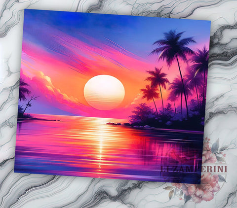 Tropical Sunset Tumbler Wrap, Tropical Tumbler, Sunset Design, 20oz Wrap, Sublimation Design, Beach Drinkware, Summer Cup, Vacation Decor Sublimation Li Zamperini 