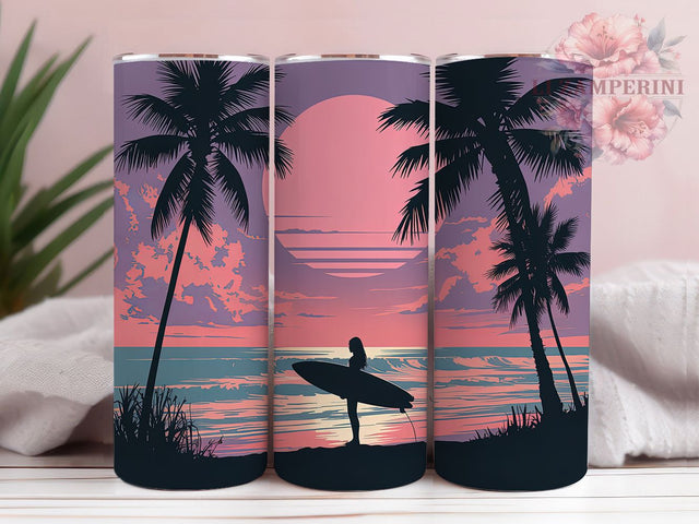 Tropical Surfing Sunset Tumbler Wrap, Tropical Moon Tumbler, Ocean Surf Sublimation, Palm Tree Beach Cup, Coastal Sunset Drinkware, Surfboard Paradise Mug, Tropical Waves Digital Sublimation Li Zamperini 