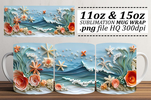 Tropical Tide Mug Wrap Sublimation 11oz 15oz Sublimation afrosvg 