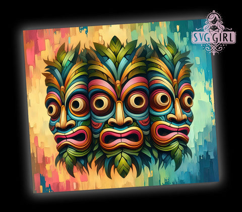 Tropical Tiki 20oz Tumbler Wrap Sublimation Design, Straight Tapered Tumbler Wrap, Hawaiian Luau Tumbler Png, Instant Digital Download Sublimation SvggirlplusArt 