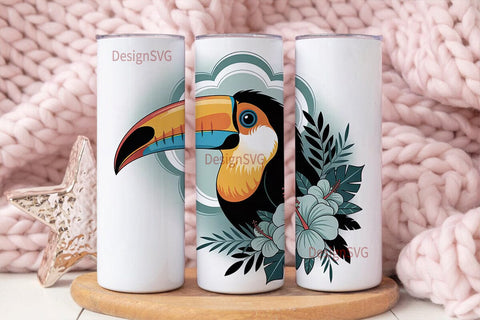 Tropical Toucan 20oz Tumbler Wrap Sublimation DesignSVG 
