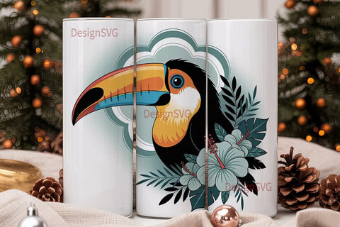 Tropical Toucan 20oz Tumbler Wrap Sublimation DesignSVG 