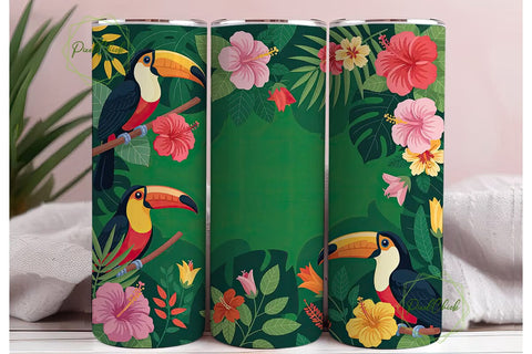 Tropical Toucan 20oz Tumbler Wrap Sublimation PixelChick 