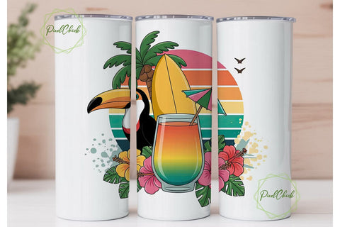 Tropical Toucan 20oz Tumbler Wrap Sublimation PixelChick 