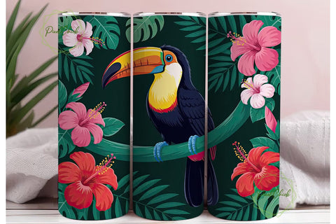 Tropical Toucan 20oz Tumbler Wrap Sublimation PixelChick 
