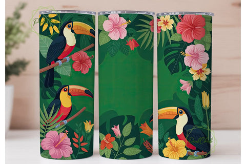 Tropical Toucan 20oz Tumbler Wrap Sublimation PixelChick 